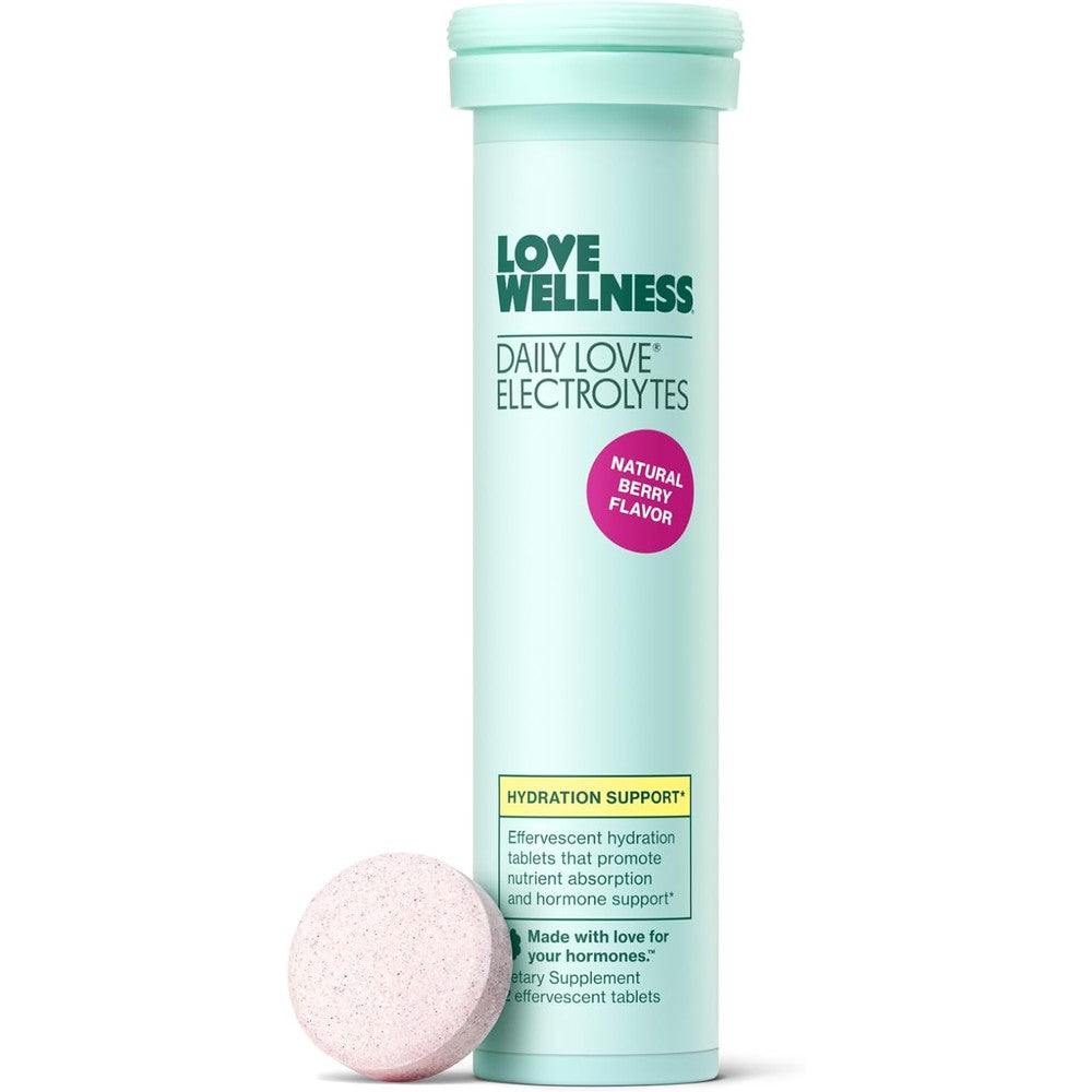 Love Wellness Daily Love Electrolytes | Hydration Tablets for Women | Supports Nutrient Absorption | Healthy Hormone Balance | Energy | Healthy Cortisol Level | Health Mood | 12 Tablets, Berry Flavor