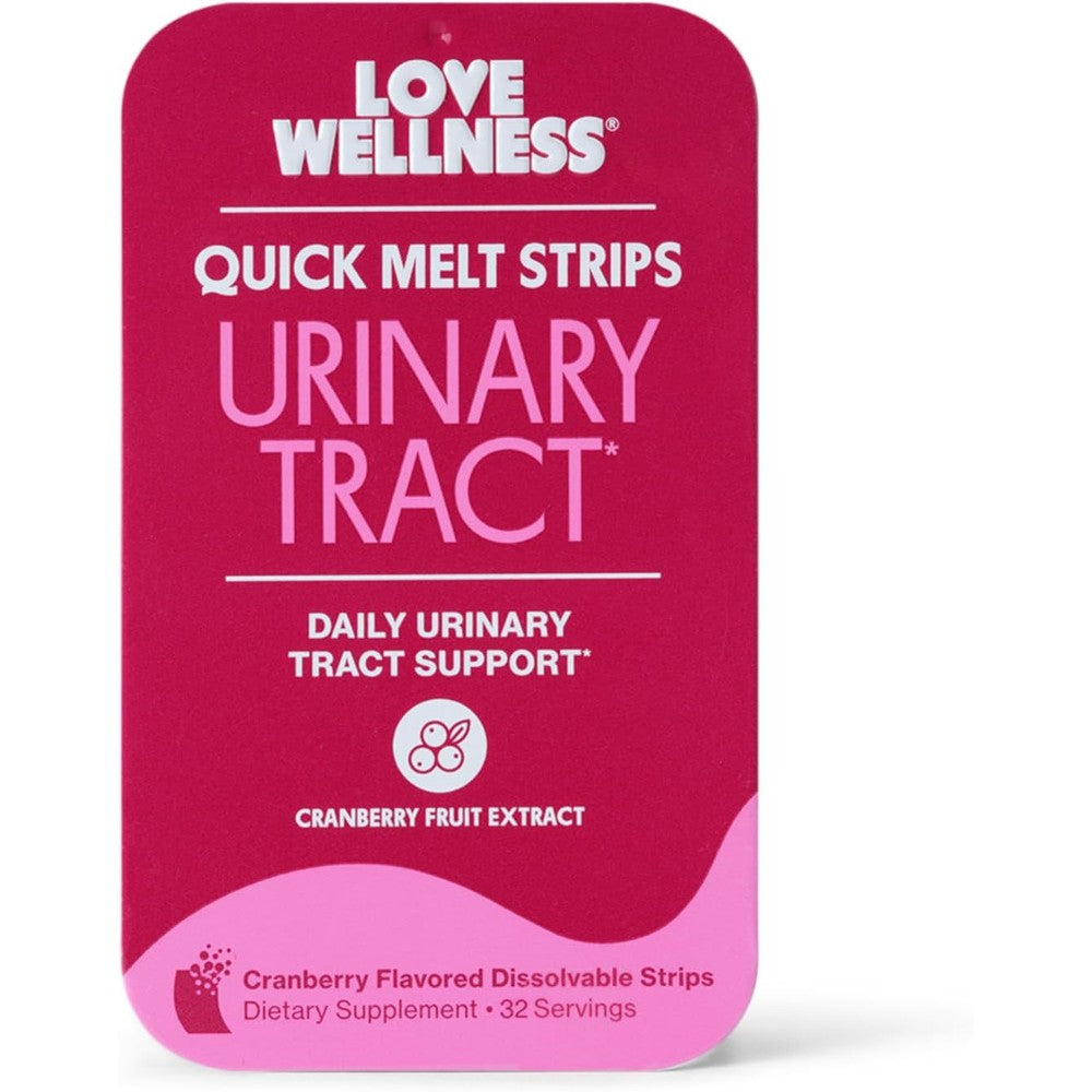 Love Wellness Urinary Tract* Quick Melt Strips - Fast-Dissolving UT Support with 36 mg PACs from Cranberry Fruit Extract - Promotes Urinary Health* - No Water Needed - Vegan and Sugar Free - 32 Strips