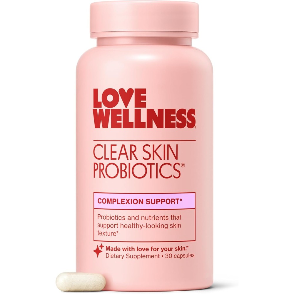 Love Wellness Clear Skin Probiotic | Clear Up Hormonal Acne Pimples, Redness & Pore Minimizer | Skin Care with Zinc, Bifidobacterium Longum & Chaste Tree Fruit Extract | Acne Treatment | 30 Count