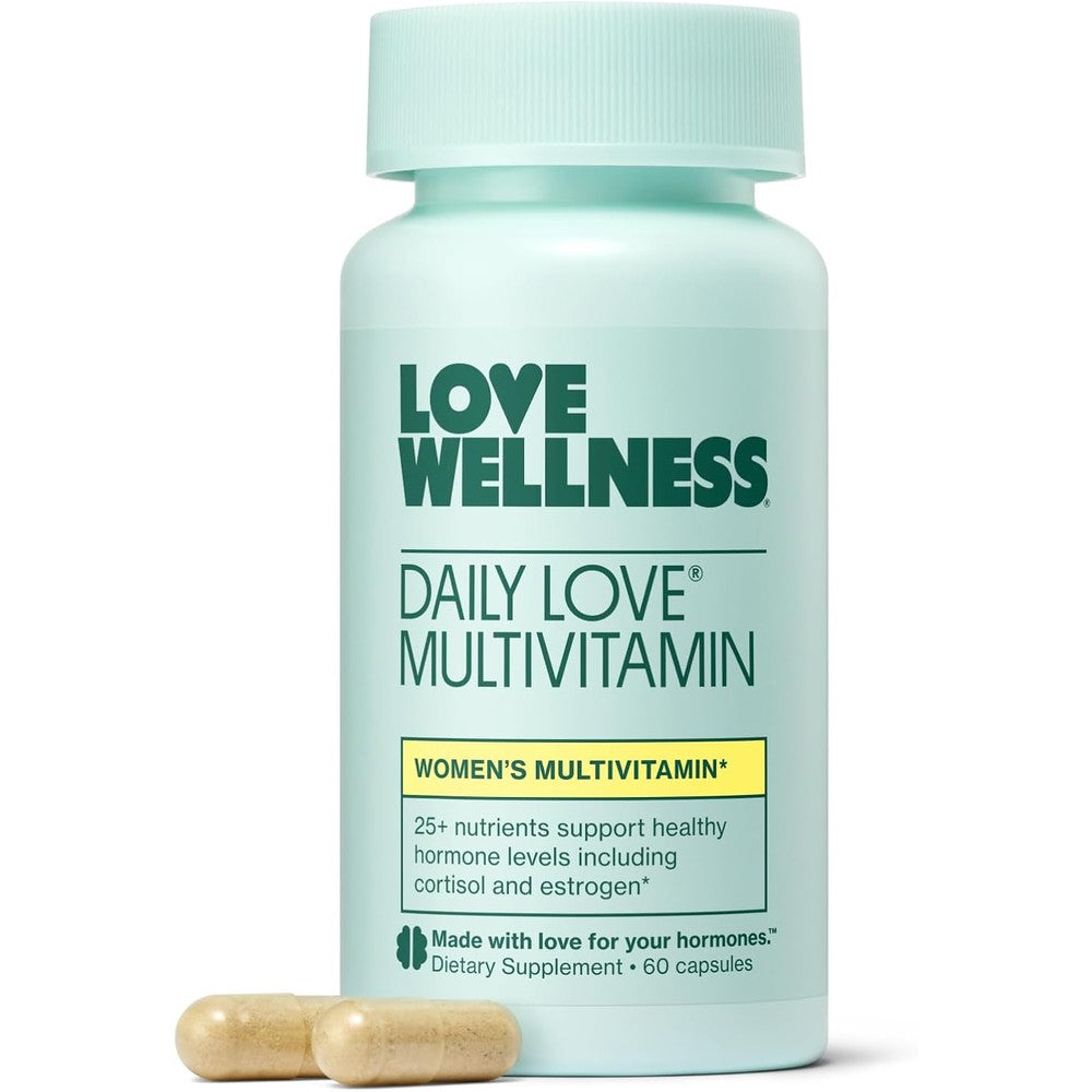 Love Wellness Daily Love Multivitamin for Women | Supports Energy, Cortisol, Immune Health, Stress Relief, & PMS | Complete with Vitamin D, C, Iron, Calcium, Zinc, & Biotin, Magnesium | 30-Day Supply