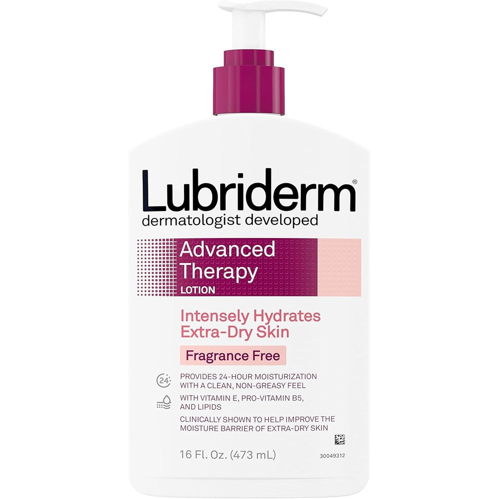 Lubriderm Advanced Therapy Moisturizing Lotion front view packaging bottle for dry skin