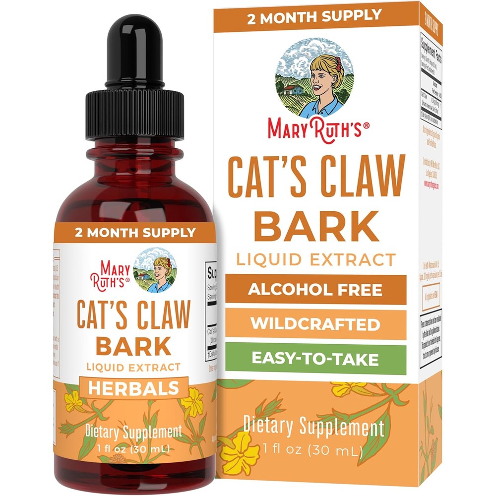 MaryRuth Organics Cat's Claw Herbal Liquid Drops front view bottle for natural immune support.