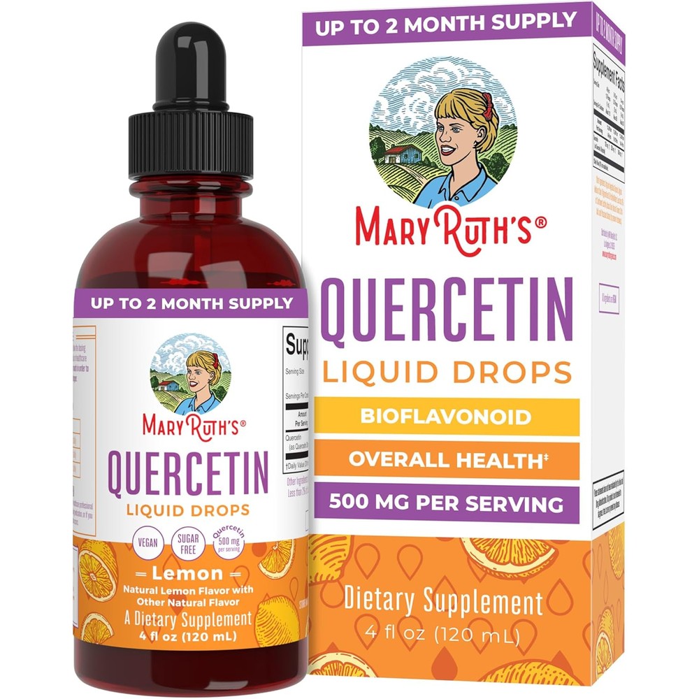 MaryRuth Organics Quercetin Liquid Drops front bottle view for cardiovascular support