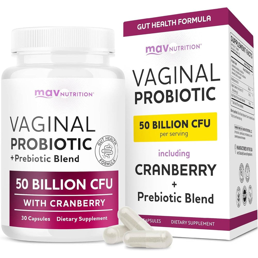 Vaginal Probiotics | 50 Billion CFU for Vaginal Health & pH Balance for Women | Healthy Odor & Yeast Balance | Womens Probiotics and Prebiotics with Cranberry Extract | Gluten-Free, Vegan | 30 Ct