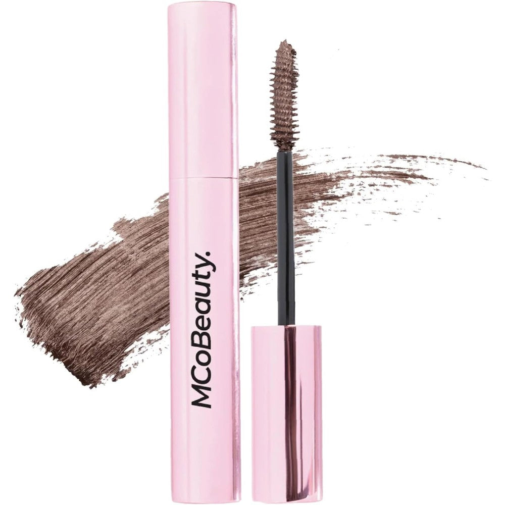 MCoBeauty UltraCurl Lifting Mascara Brown front view showcasing the sleek packaging.