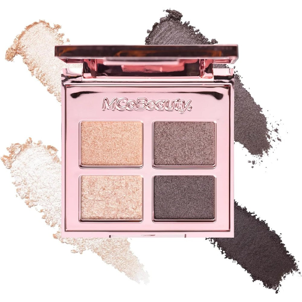 MCoBeauty Ultra Luxe Eyeshadow Quad City Socialite front view showing the four gold brown shades