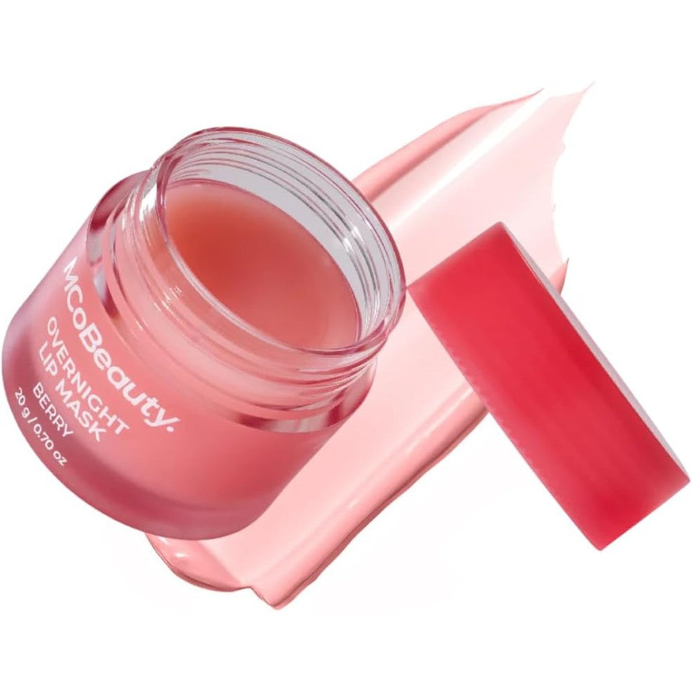 MCoBeauty Double Duty Lip Mask Berry jar front view for intense hydration
