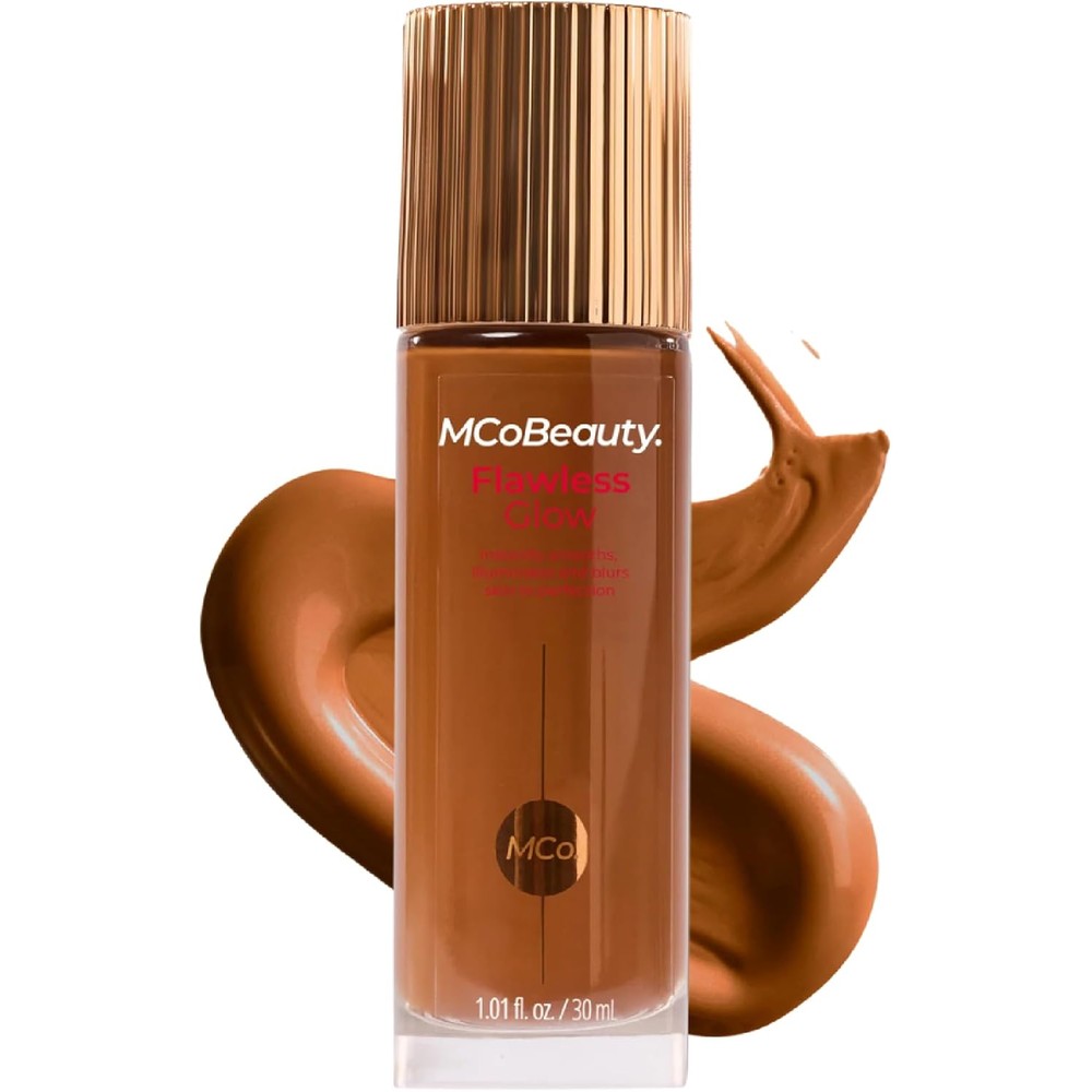 MCoBeauty Flawless Glow Luminous Skin Filter 8 Espresso front view bottle with applicator