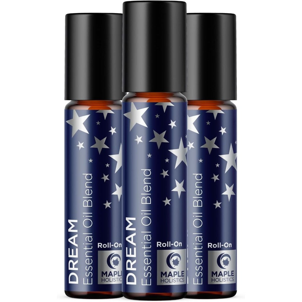 Sleep Essential Oil Roll On - Aromatherapy Essential Oil Roller for Restful Sleep and Relaxation with Pure Lavender & Roman Chamomile - Calming Pre-Diluted Blend for Nighttime Aromatherapy (3-Pack)