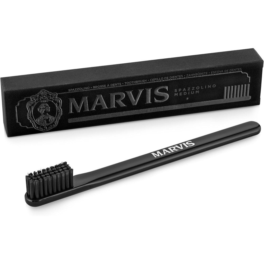 Marvis Adult Manual Toothbrush With Medium Nylon Bristles And Protective Travel Cover Silver 1 Count - Image 1
