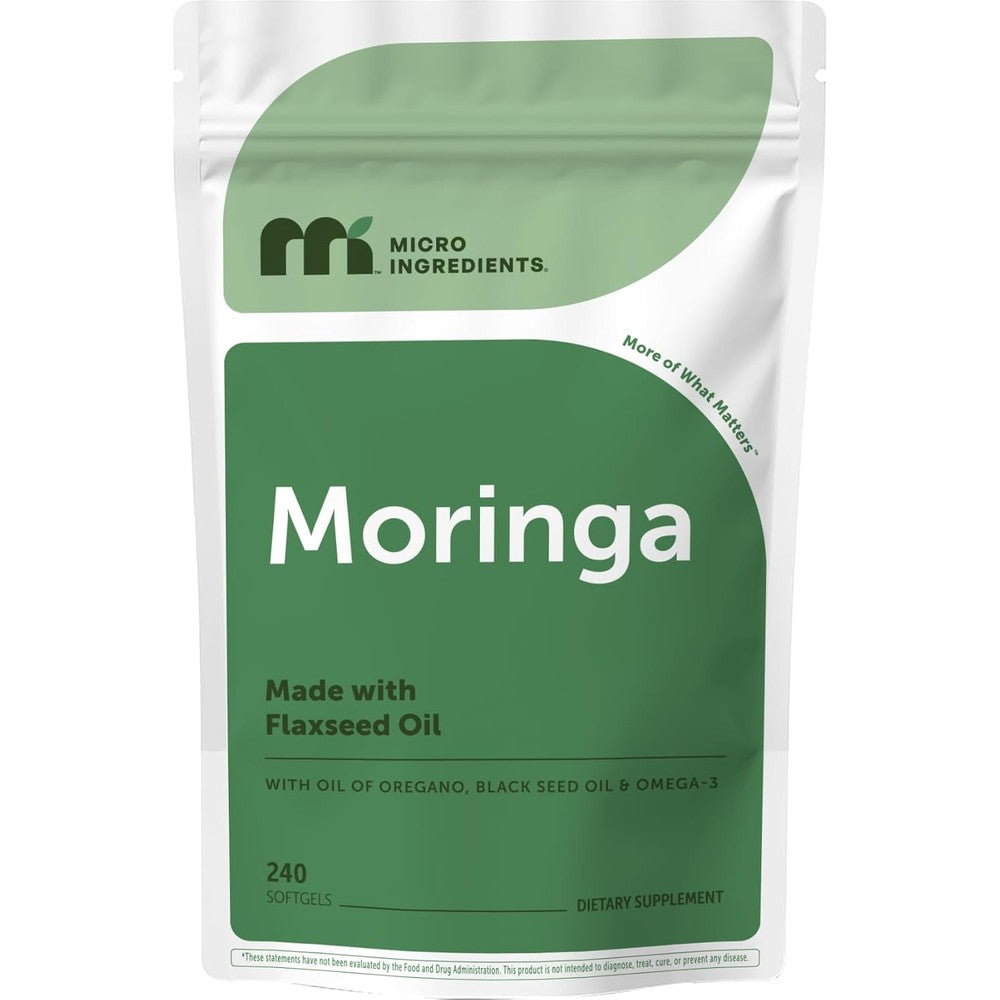 Micro Ingredients moringa leaf extract softgels front view bottle container