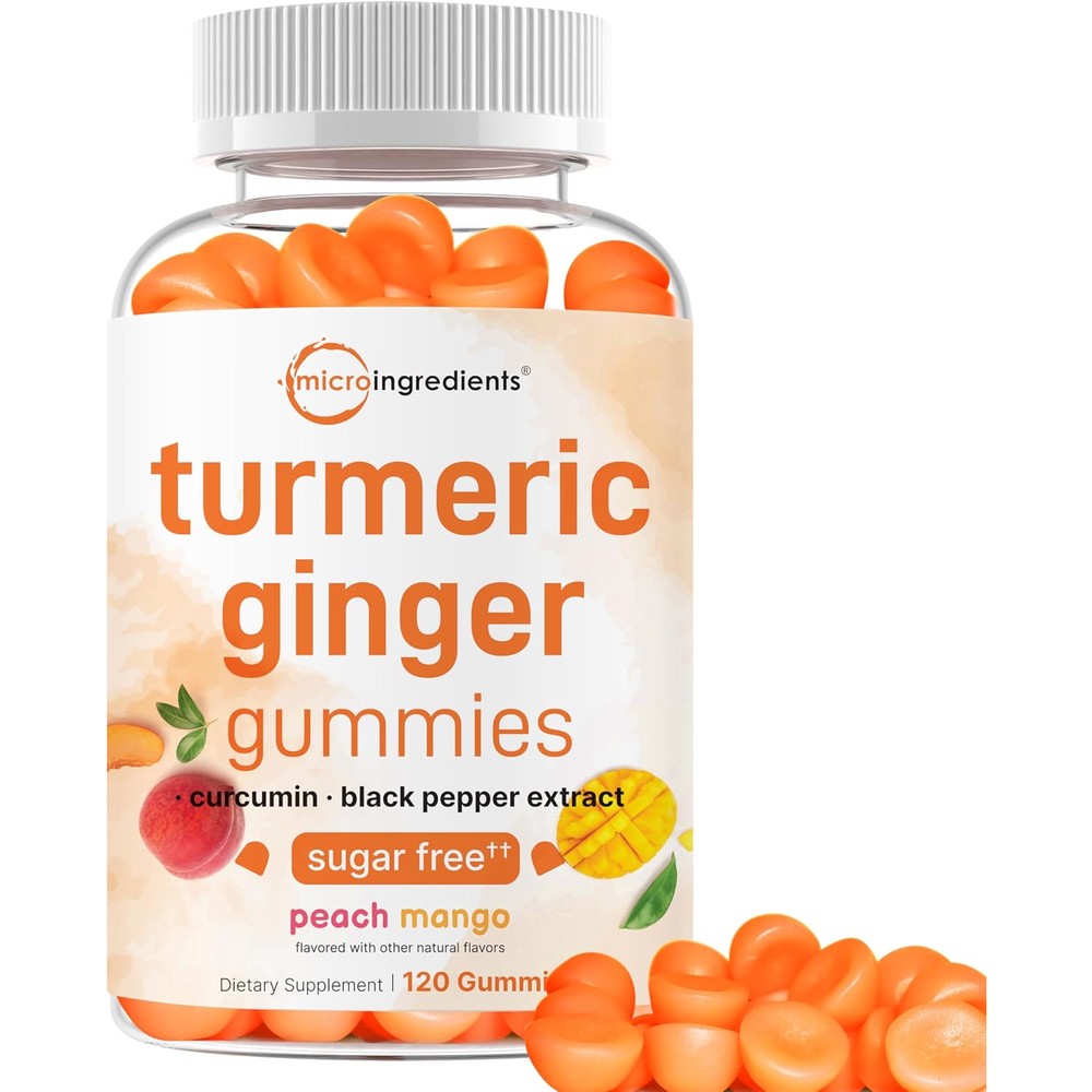 Micro Ingredients Turmeric Ginger Gummies front view packaging bottle