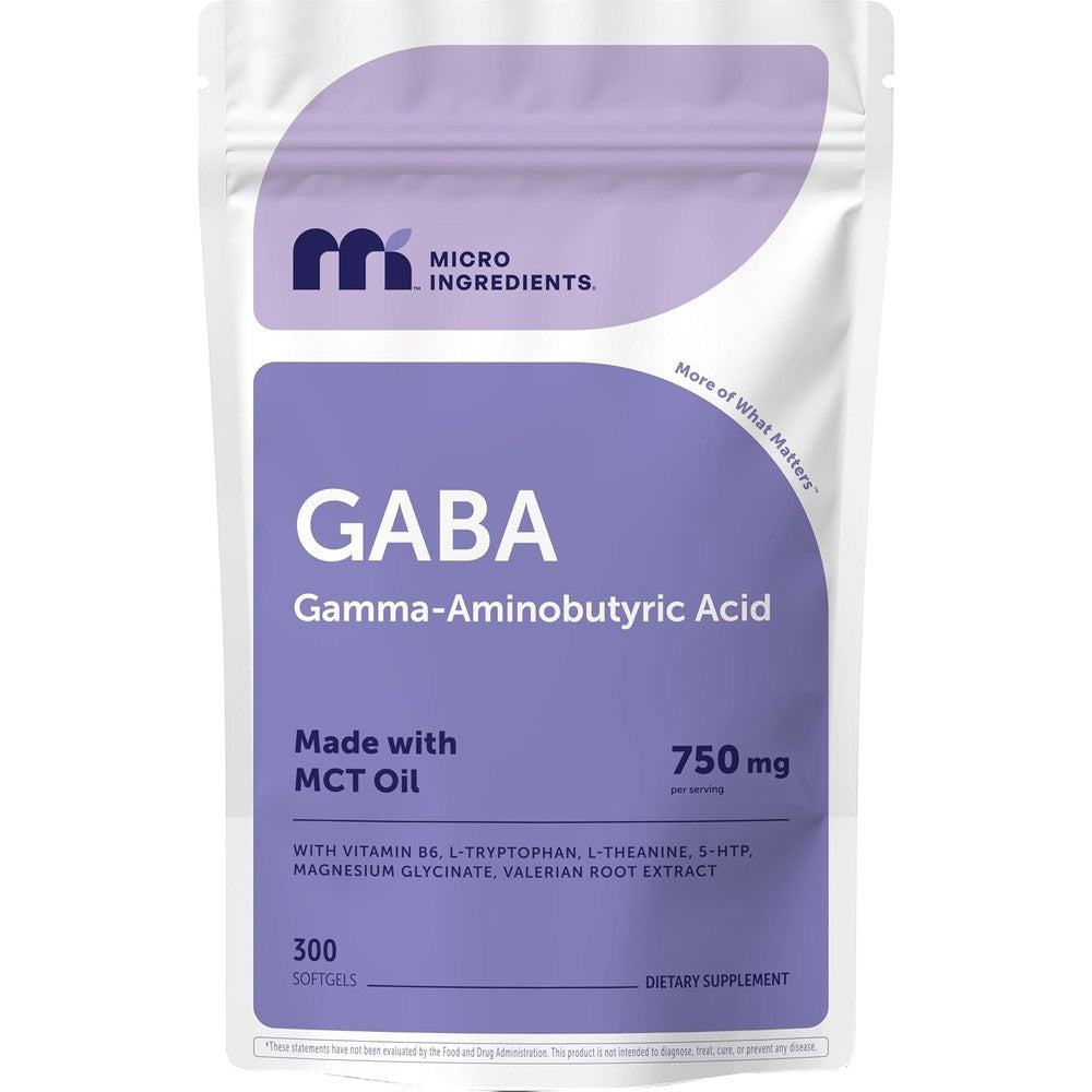 Micro Ingredients GABA 750mg softgels pouch front view