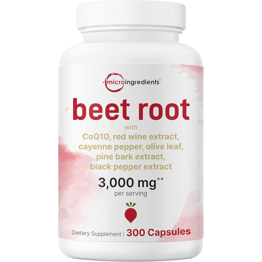 Micro Ingredients Beet Root Capsules front bottle view with 300 count label