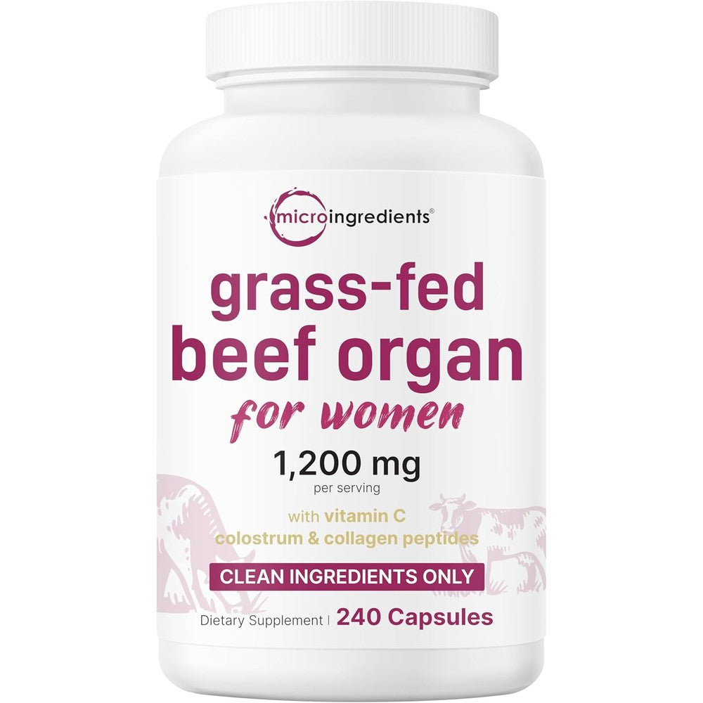 Micro Ingredients grass-fed beef organ supplement front view bottle