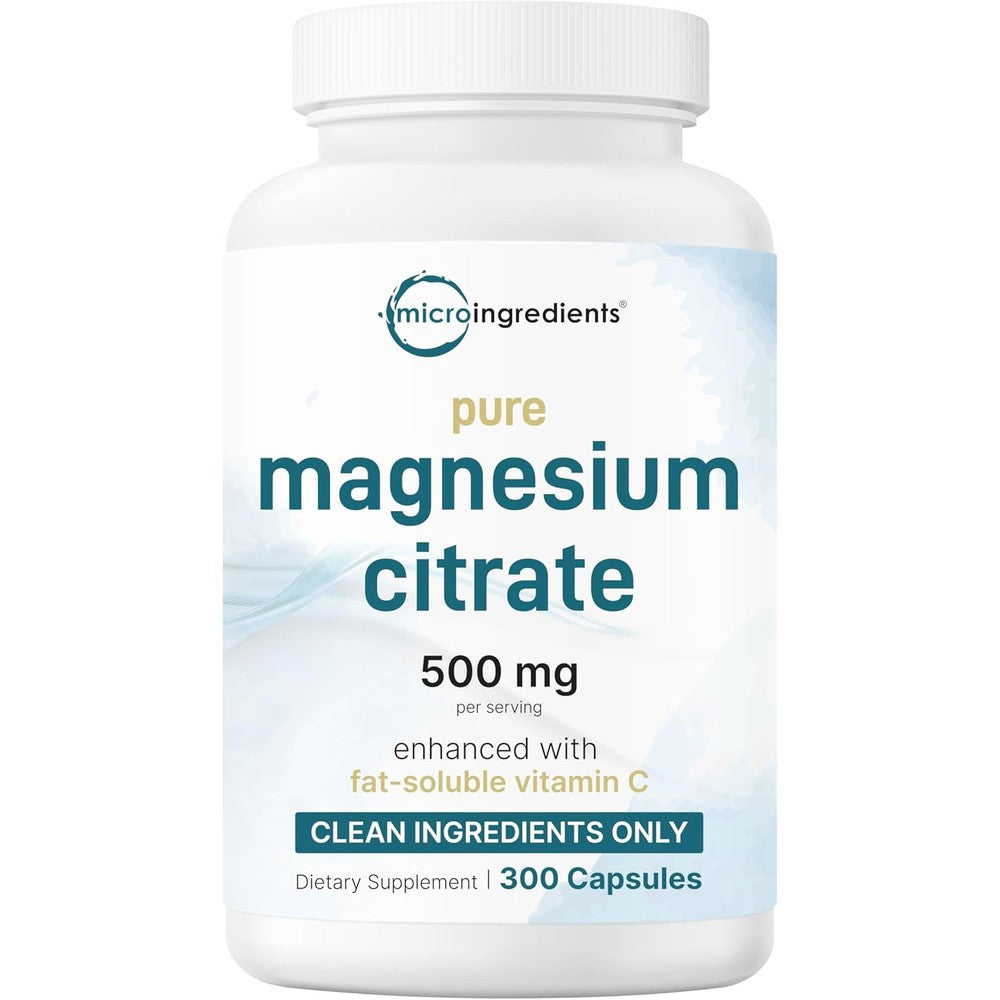 Micro Ingredients Pure Magnesium Citrate 500mg front view bottle packaging
