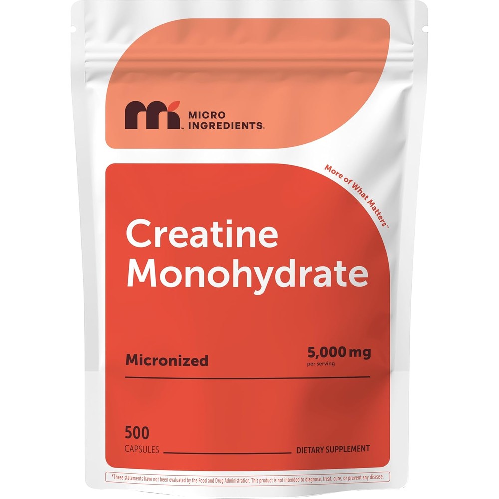 Micro Ingredients creatine monohydrate capsules front view packaging