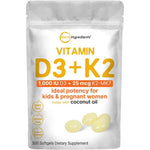 Micro Ingredients Vitamin D3 K2 softgels front view bottle container
