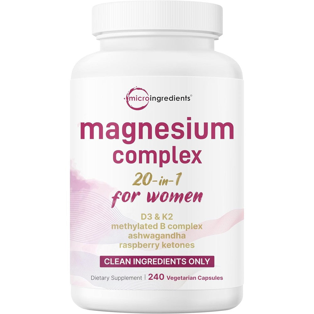 Micro Ingredients Magnesium Complex for Women front bottle view and supplement facts