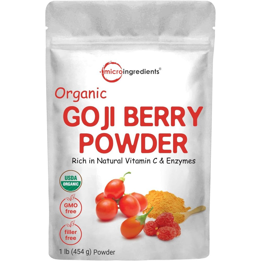 Micro Ingredients organic goji powder front view pouch packaging