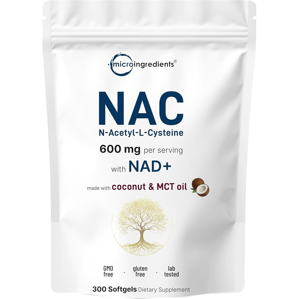 Micro Ingredients NAC Supplement 300 Softgels front view bottle