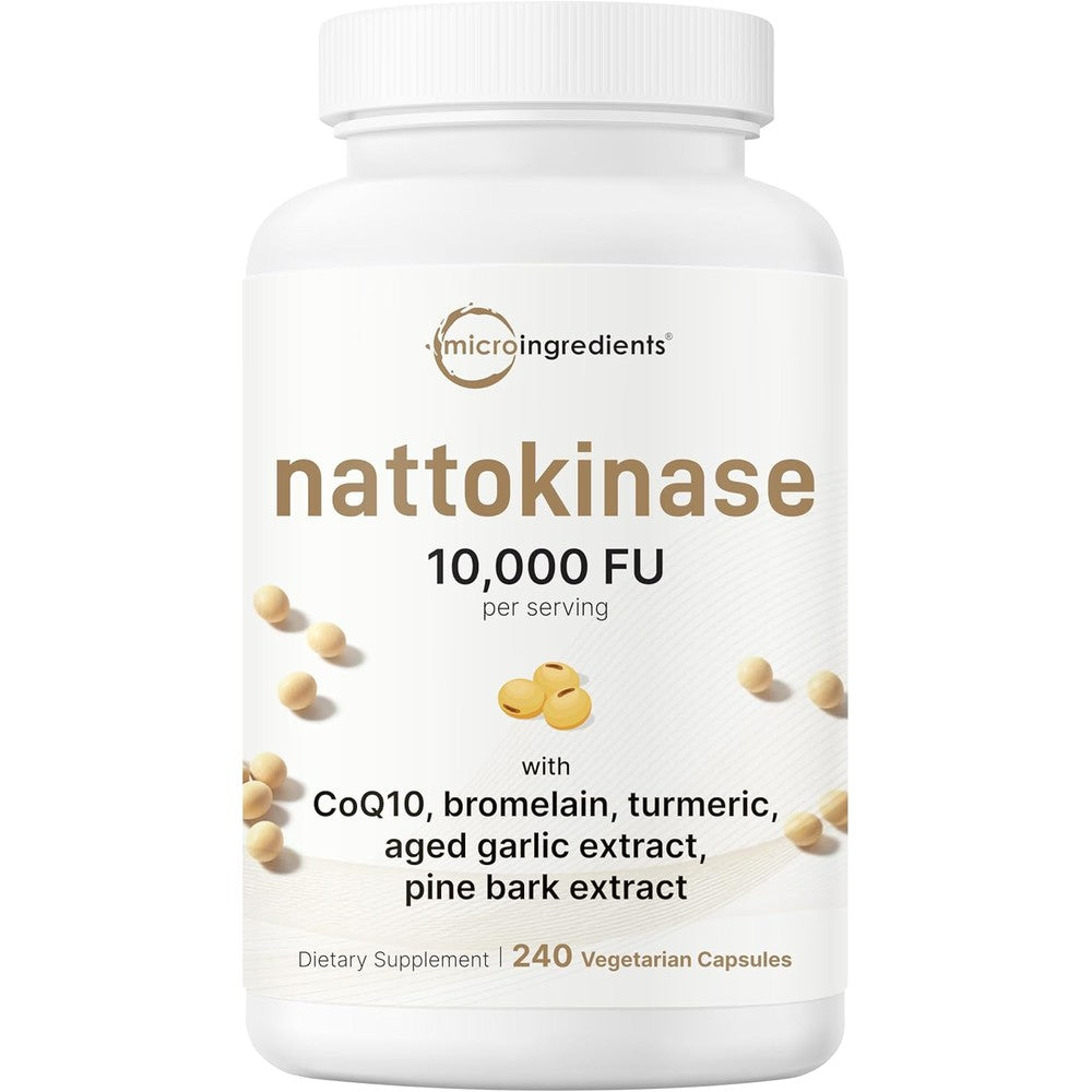 Micro Ingredients Nattokinase 10000 FU front bottle view cardiovascular supplement