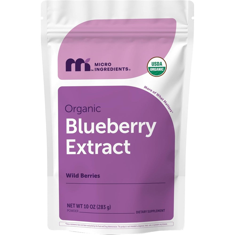 Micro Ingredients Organic Blueberry Extract Powder 10 Ounces front pouch view