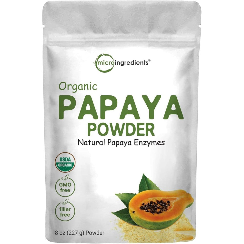 Micro Ingredients Organic Papaya Fruit Powder 8 Ounce front view package