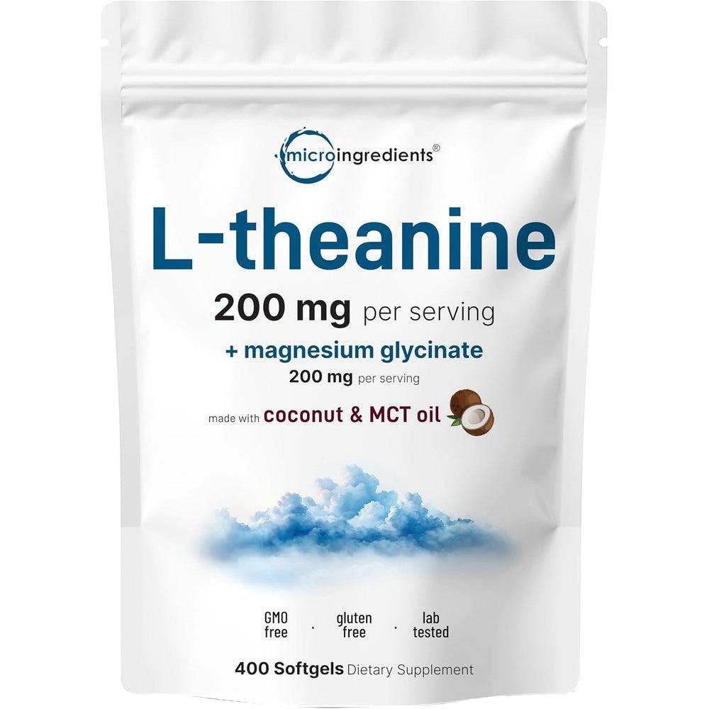 Micro Ingredients L-Theanine with Magnesium Glycinate softgels front package view