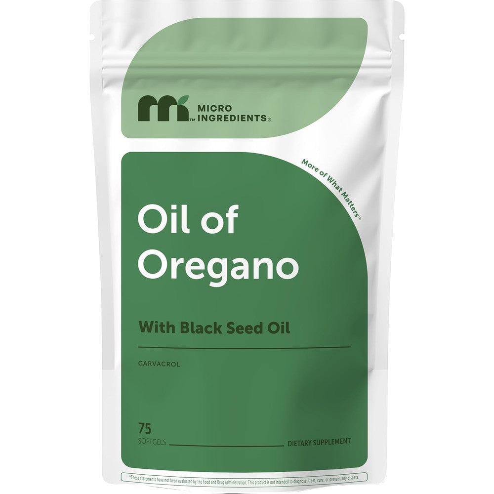 Micro Ingredients oil of oregano with black seed oil front pouch view