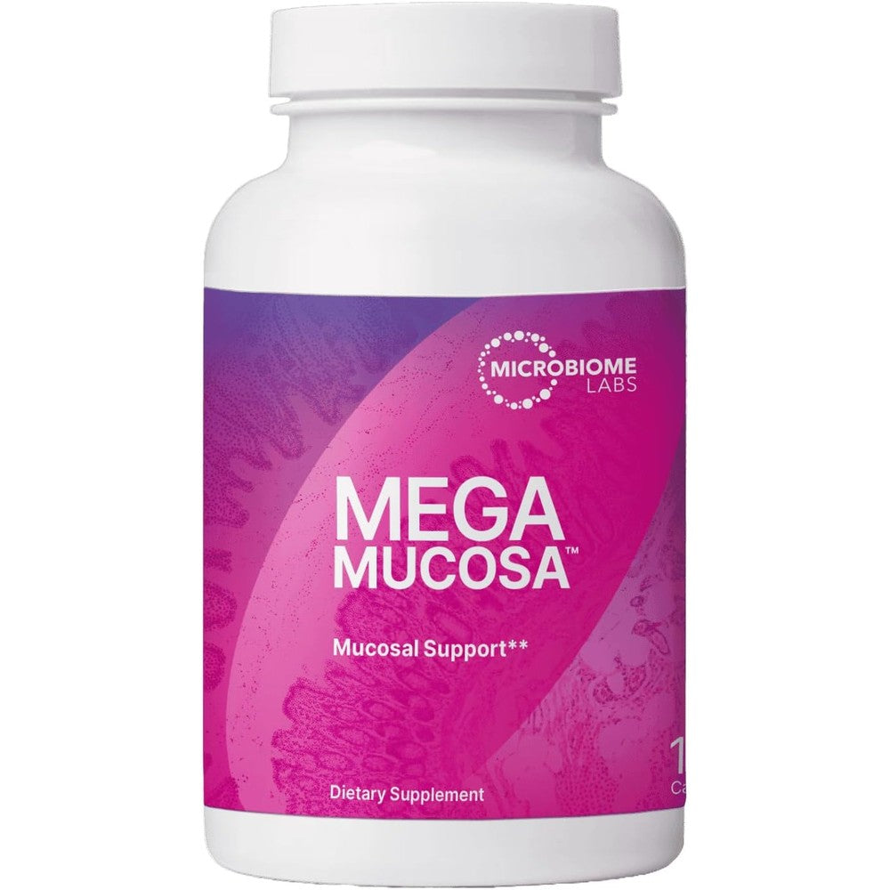 Microbiome Labs MegaMucosa 180 Capsules front view premium gut health supplement