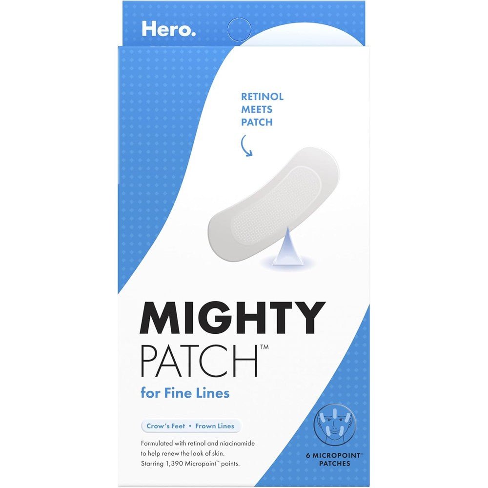 HERO COSMETICS Mighty Patch(TM) for Fine Lines Patches - Featuring Retinol and 1,390 dissolving Micropoint(TM) Points to Help Renew the Look of Skin (6 Count)