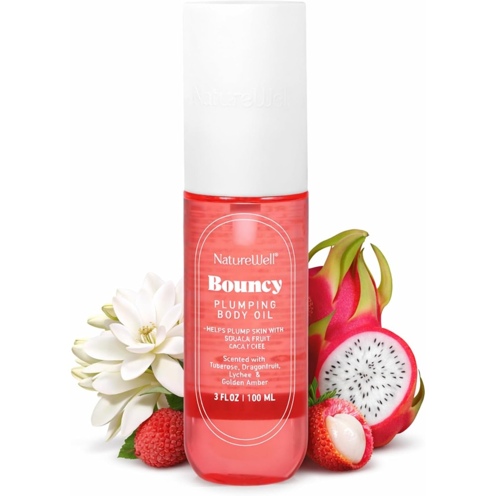 Nature Well Bouncy Plumping Body Oil front view showcasing premium hydration skincare.