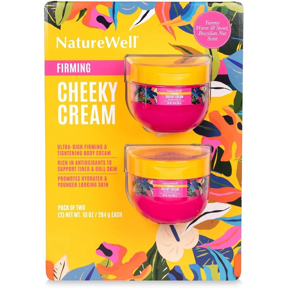 Nature Well Firming Cheeky Cream front view of two ten ounce jars