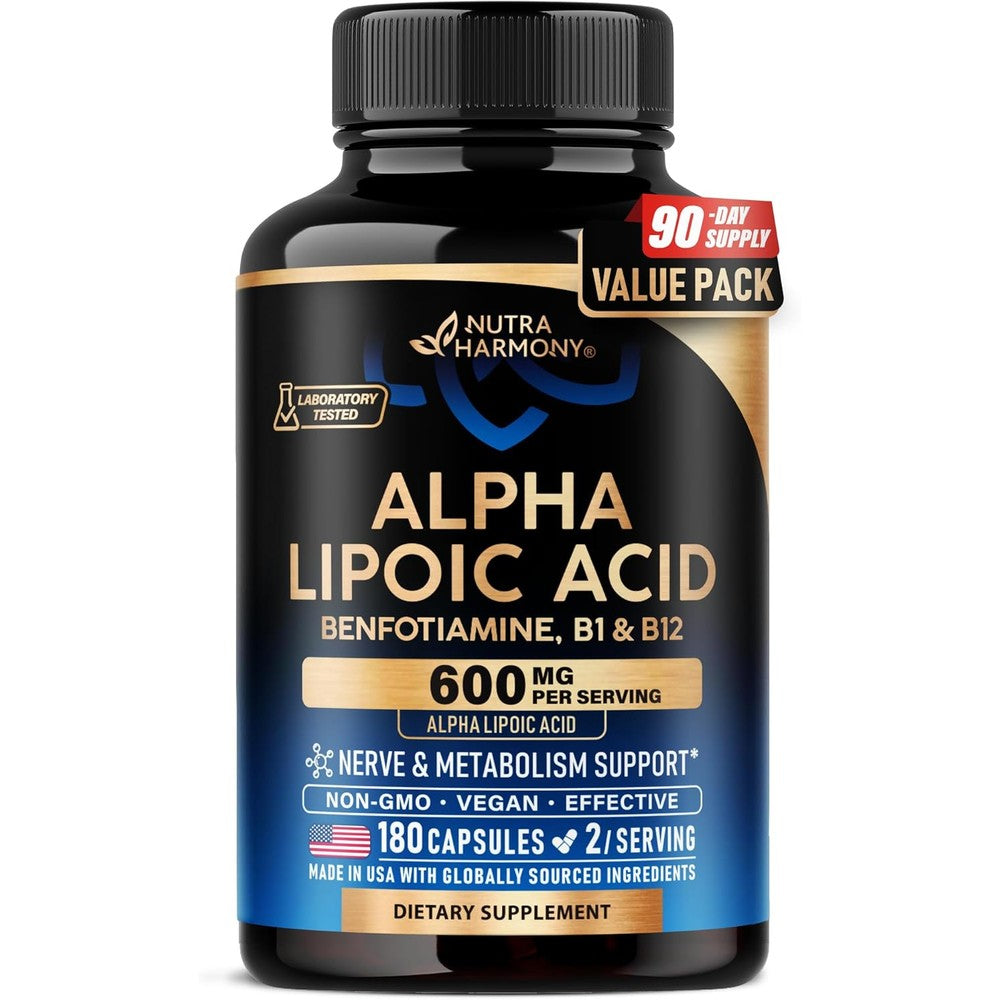 NutraHarmony Alpha Lipoic Acid front view bottle packaging