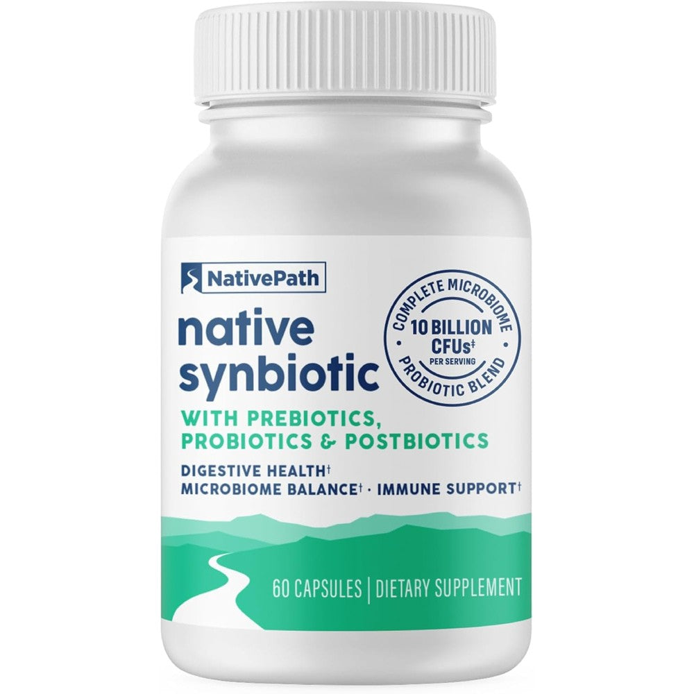NativePath Complete Synbiotic - Pre, Pro & Postbiotic 3-in-1 for Gut Health & Digestive Support - 10 Billion CFU, 30 Servings
