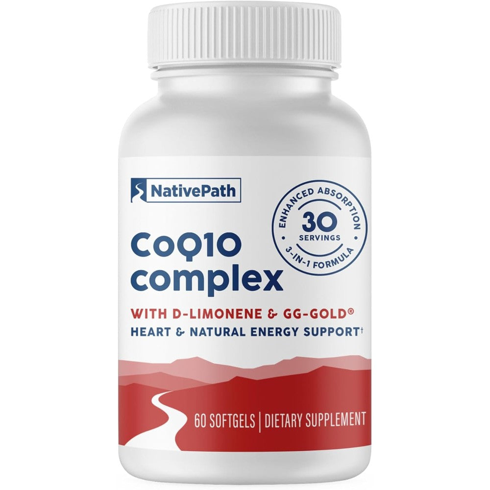 NativePath CoQ10 100mg with D-Limonene & GG-Gold - Coenzyme Q10 Complex Supplement - 60 Softgels, 30 Servings