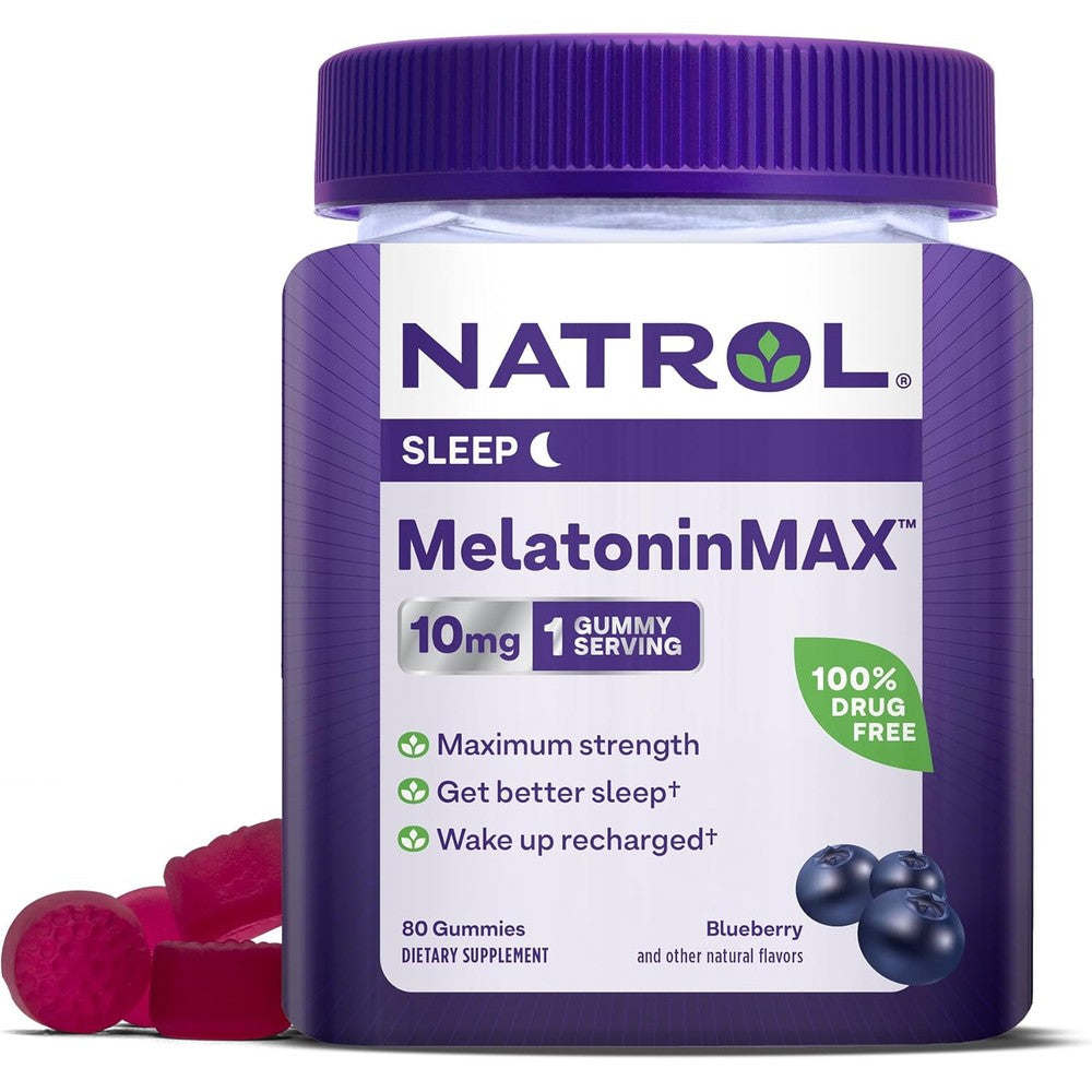 Natrol MelatoninMax sleep gummies front bottle view maximum strength sleep aid