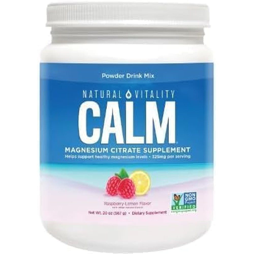 Natural*VitaIity Calm Magnesium Citrate Powder, Raspberry Lemon Flavor. 20OZ
