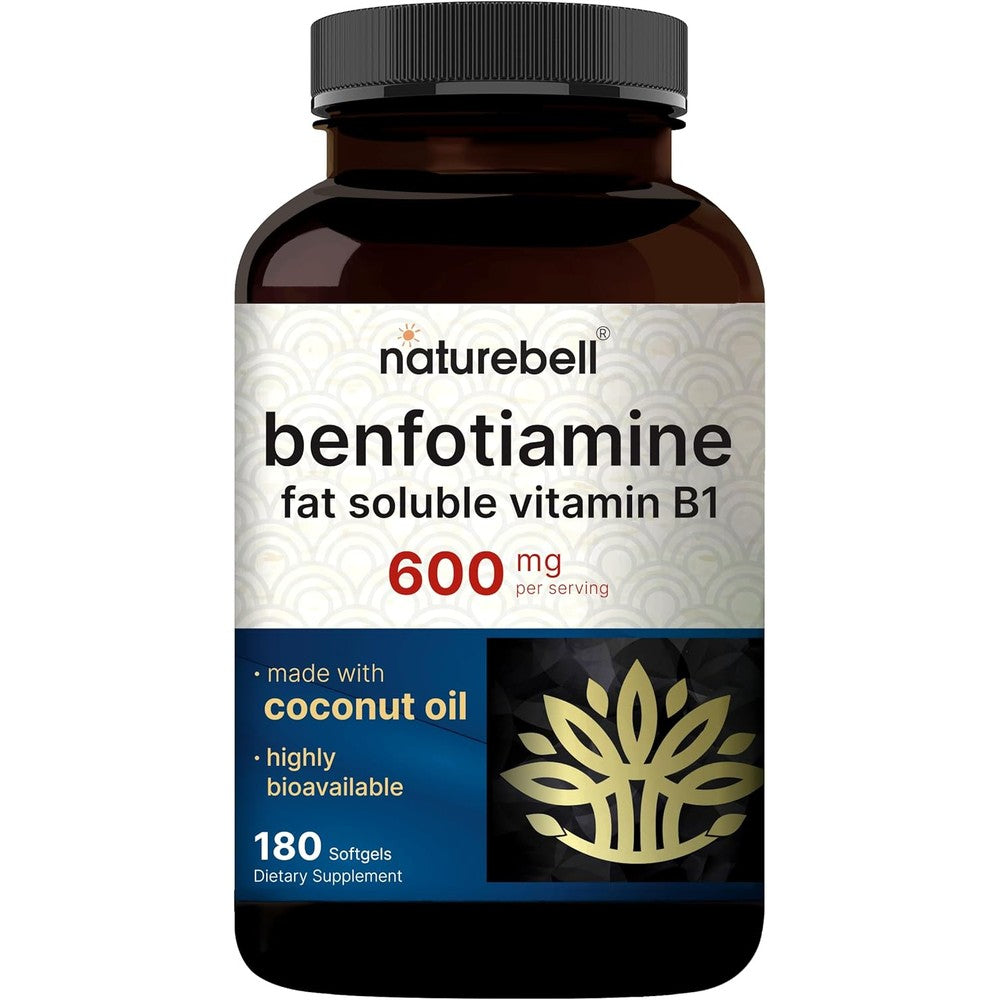 NatureBell Benfotiamine 600mg bottle front view premium thiamine supplement