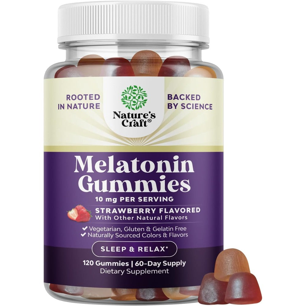Natures Craft Melatonin Gummies 10mg front bottle view