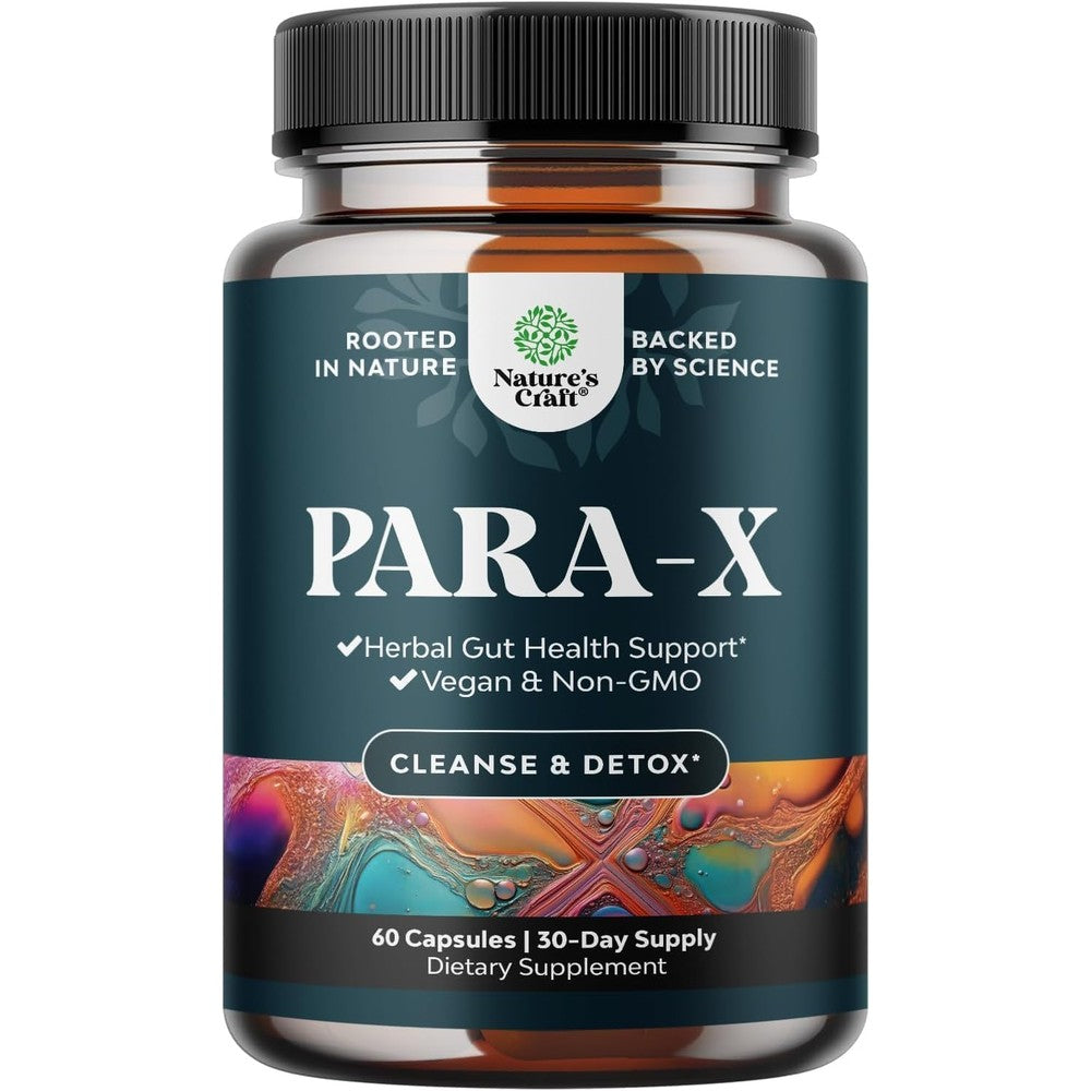 Natures Craft PARA-X herbal gut health supplement bottle front view for intestinal cleanse