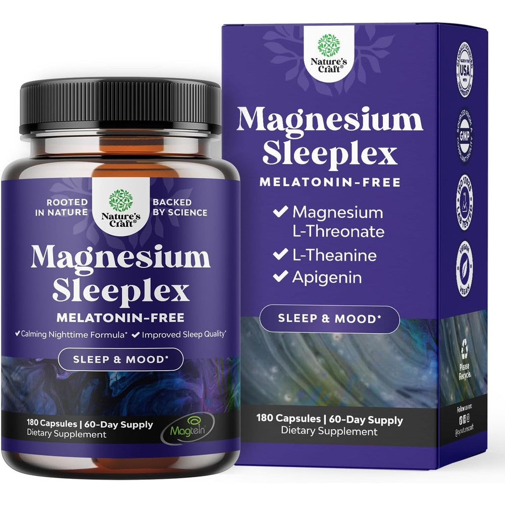 Nature's Craft Magnesium Sleep Supplement front bottle view for authentic sleep aid in India.