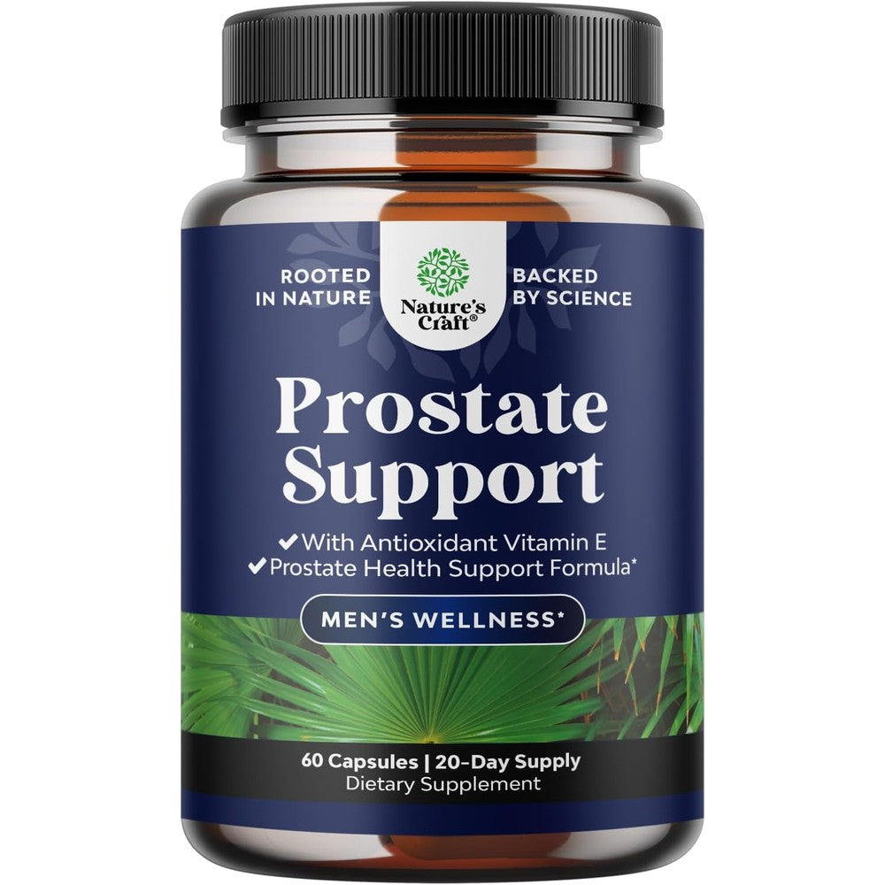 Natures Craft Herbal Saw Palmetto Male Supplement front view bottle for men's prostate health.