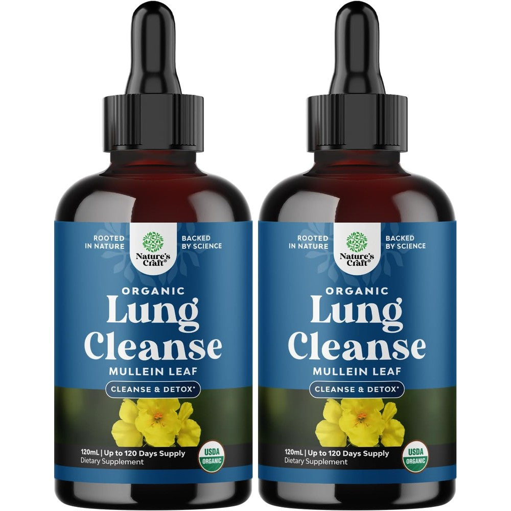 Natures Craft Organic Mullein Drops for Lungs front view bottle pack