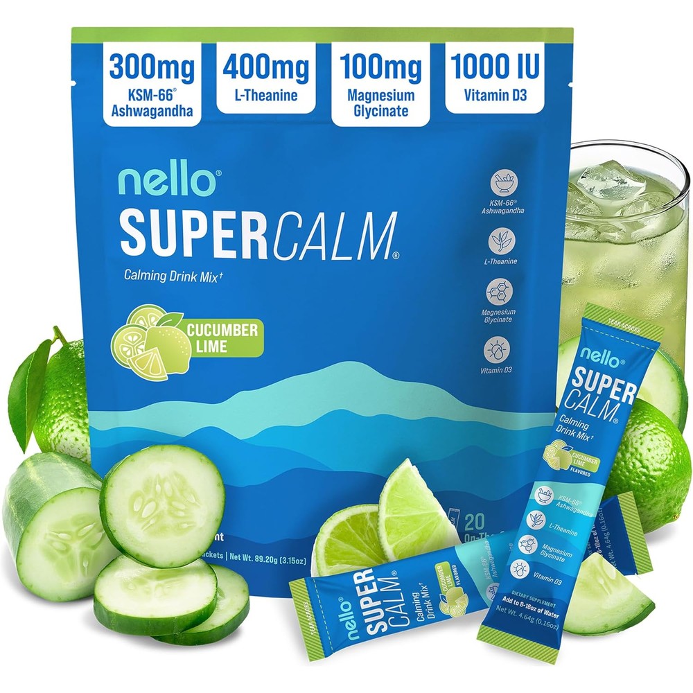 Nello Supercalm Powdered Drink Mix Cucumber Lime front view