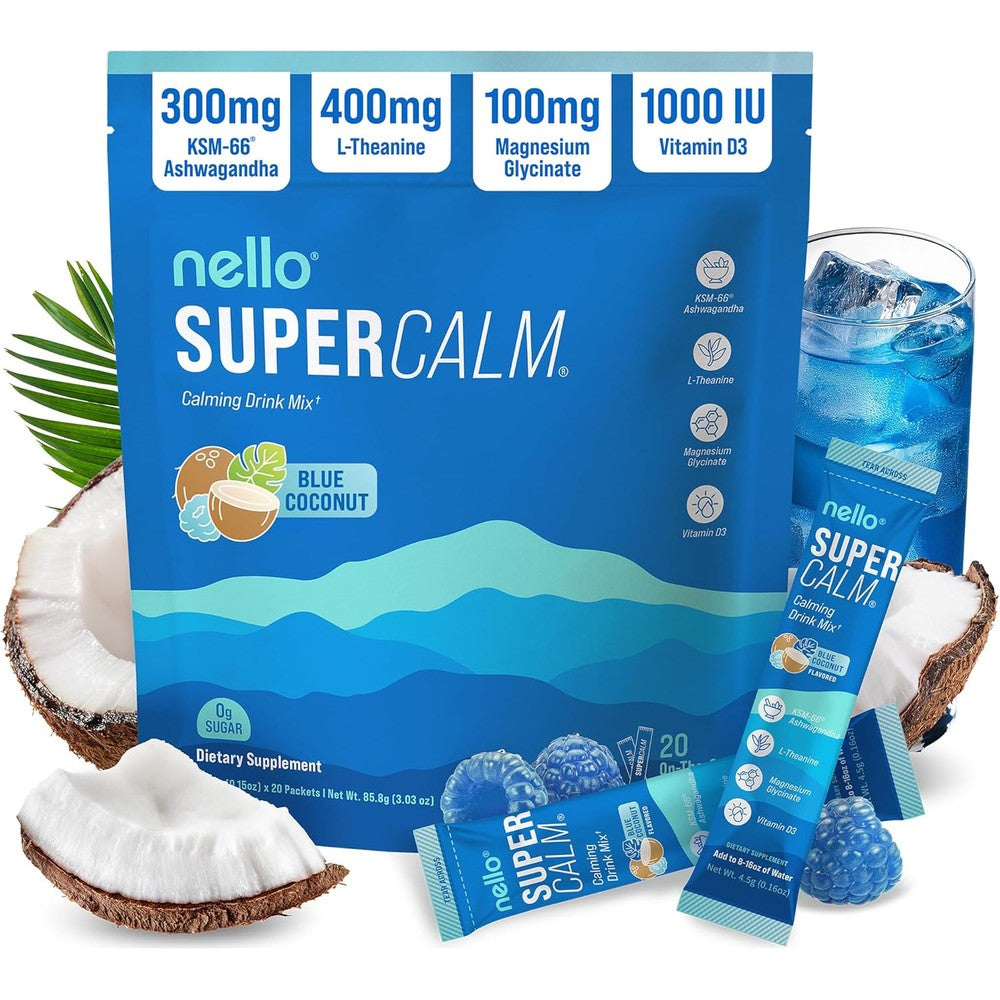 Nello Supercalm drink mix front packaging view