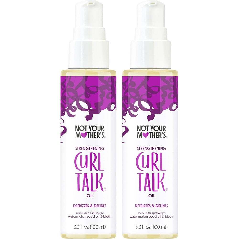 Not Your Mothers Curl Talk Strengthening Oil two pack front view for frizz control