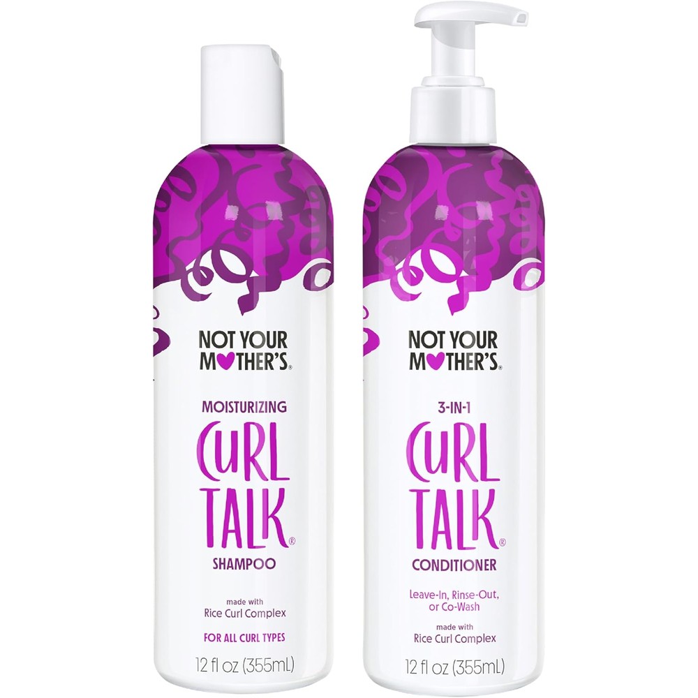 Not Your Mother's Curl Talk Shampoo and Conditioner Set front view packaging for curly hair care