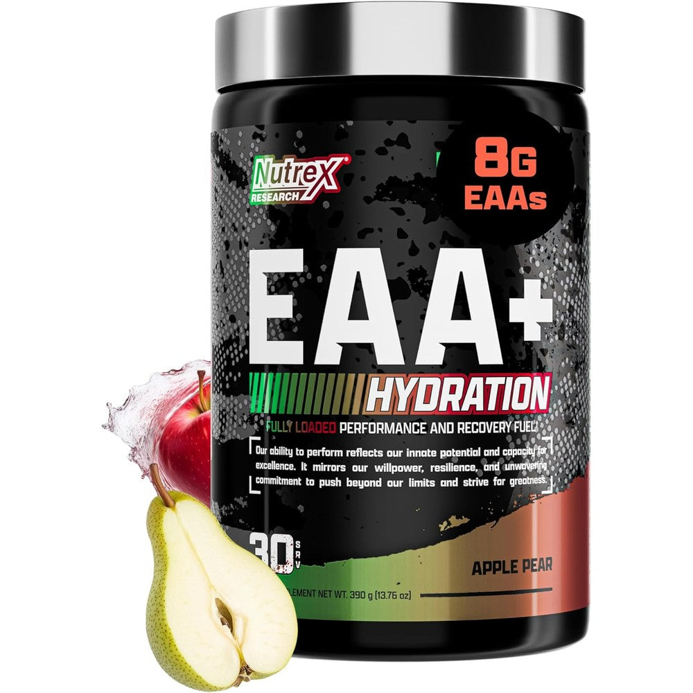 Nutrex Research EAA Hydration Apple Pear 390g tub front view authentic USA import